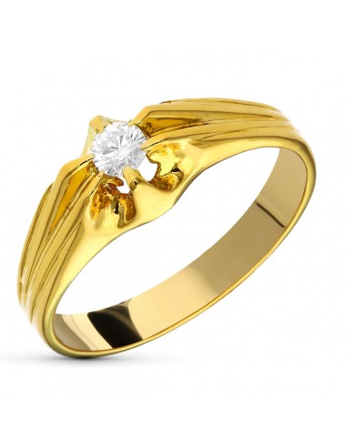 18K SOLITARIO ORO AMARILLO DIAMANTE NATURAL 0.20 QTS. ANCHO: 7 MM