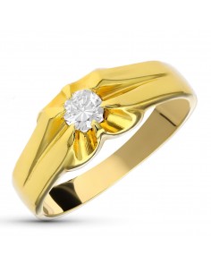 18K SOLITARIO ORO AMARILLO DIAMANTE NATURAL 0.20 QTS. ANCHO: 8 5 MM