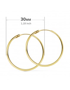 18K AROS ORO AMARILLO MEDIA CAÑA LISOS LIGEROS 30 X 3 MM. 2
