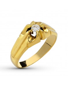 18K SOLITARIO ORO AMARILLO DIAMANTE NATURAL 0.20 QTS. ANCHO: 9 MM