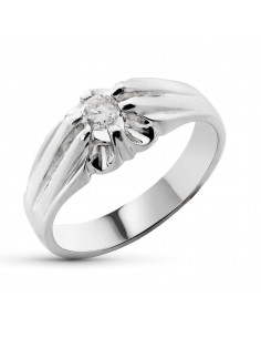 18K SOLITARIO ORO BLANCO DIAMANTE NATURAL 0 20 QTS. ANCHO: 7 MM