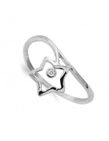 18K SORTIJA ORO BLANCO ESTRELLA 9X9 MM Y CIRCONITA ANCHO MOTIVO 11 MM