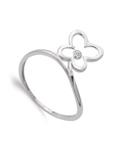 18K SORTIJA ORO BLANCO MARIPOSA 9X9 MM Y CIRCONITA ANCHO MOTIVO 11 MM