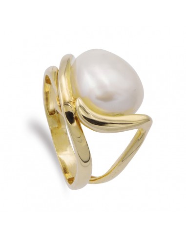 18K SORTIJA ORO AMARILLO MACIZA CON PERLA BARROCA 11 MM