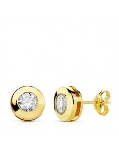 18K PENDIENTES ORO AMARILLO CHATÓN CIRCONITA 8,5 MM.