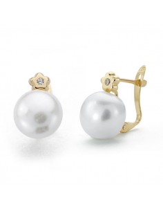 PENDIENTE, PERLA CIRCONITA. 13 X 9 MM.