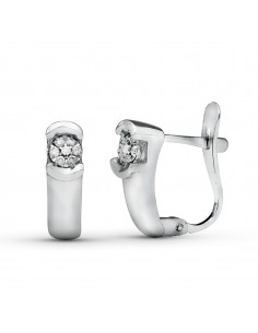 18K PENDIENTES BRILLANTES 0.100 QTES ORO BLANCO 14 X 4 MM CIERRE CATALAN