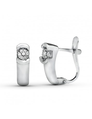 18K PENDIENTES BRILLANTES 0.100 QTES ORO BLANCO 14 X 4 MM CIERRE CATALAN