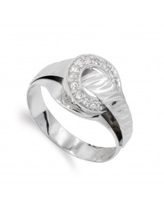 18K SORTIJA ORO BLANCO CON CIRCONITAS. ANCHO: 10 MM