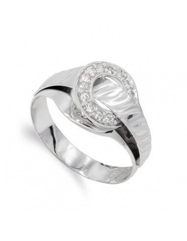 18K SORTIJA ORO BLANCO CON CIRCONITAS. ANCHO: 10 MM