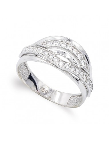 18K SORTIJA ORO BLANCO CALADA CON CIRCONITAS. ANCHO: 10 MM