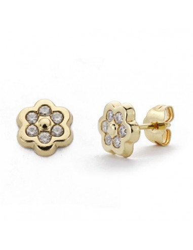 18K PENDIENTES FLOR CIRCONITAS 8 X 8 MM.