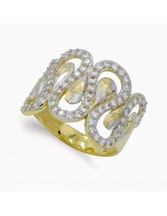 18K SORTIJA ORO BICOLOR MACIZO CON CIRCONITAS. ANCHO: 16 MM
