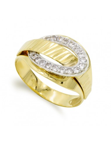 18K SORTIJA ORO BICOLOR MACIZO CON CIRCONITAS. ANCHO: 13 MM