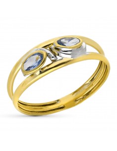 18K SORTIJA ORO BICOLOR DOBLE CUERPO CON CIRCONITA OVALES. ANCHO: 6 5 MM
