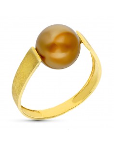 18K SORTIJA ORO AMARILLO PERLA CHOCOLATE 10 MM