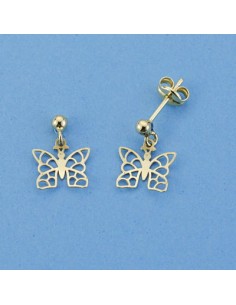 18K PENDIENTES MARIPOSAS BOLITA PRESION