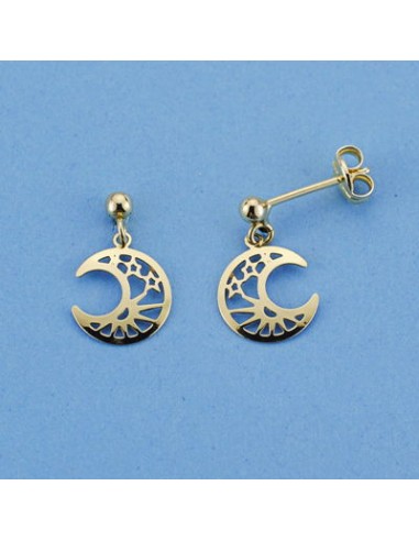 18K PENDIENTES LUNA BOLITA PRESION