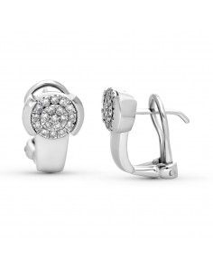 18K PENDIENTES ORO BLANCO 38 DIAMANTES NATURALES 0 35 QTS SI-H. CIERRE OMEGA 14 5X9 MM