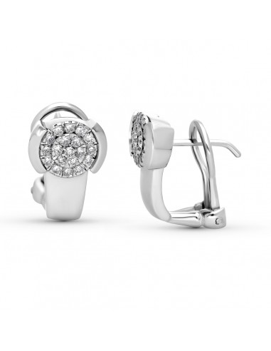 18K PENDIENTES ORO BLANCO 38 DIAMANTES NATURALES 0 35 QTS SI-H. CIERRE OMEGA 14 5X9 MM