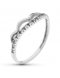 18K SORTIJA ORO BLANCO ONDAS LISAS Y CIRCONITAS. ANCHO: 4 5 MM