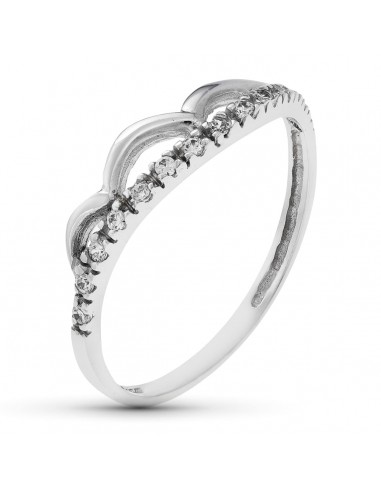 18K SORTIJA ORO BLANCO ONDAS LISAS Y CIRCONITAS. ANCHO: 4 5 MM