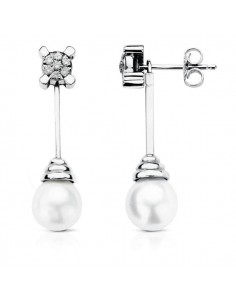 18K PENDIENTES ORO BLANCO AUSTRALIANA DIAMANTES NATURALES 0 25 QTS. SI-H. MEDIDA: 30X9 MM CIERRE PRESION