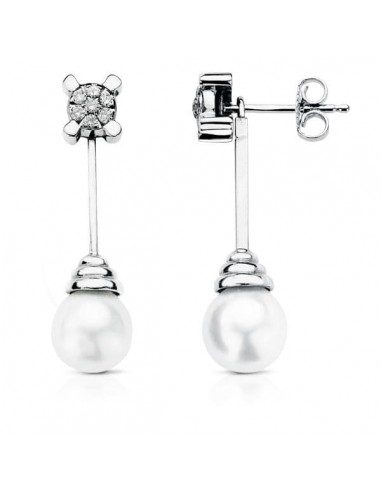 18K PENDIENTES ORO BLANCO AUSTRALIANA DIAMANTES NATURALES 0 25 QTS. SI-H. MEDIDA: 30X9 MM CIERRE PRESION