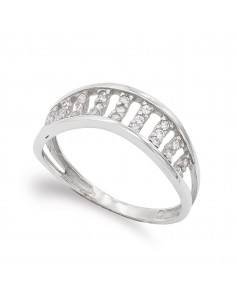 18K SORTIJA ORO BLANCO CON CIRCONITAS. ANCHO: 6 5 MM