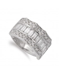 18K SORTIJA ORO BLANCO PIEDRAS Y CIRCONITAS. ANCHO 11 MM
