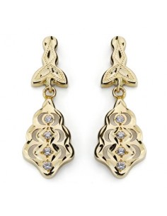 18K PENDIENTES CUBANAS CIRCONITAS. 27 X 9MM.