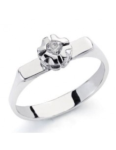 18K SOLITARIO ORO BLANCO DIAMANTE NATURAL 0.10 QTS.