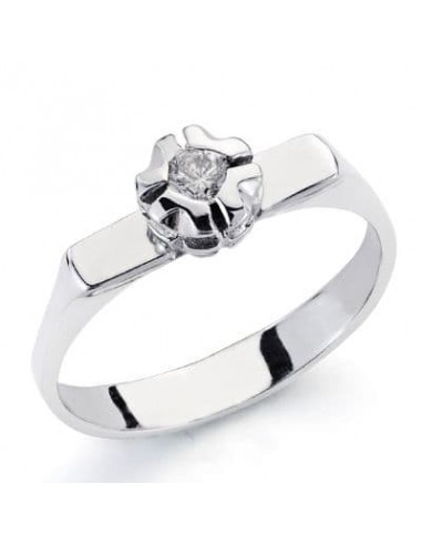 18K SOLITARIO ORO BLANCO DIAMANTE NATURAL 0.10 QTS.