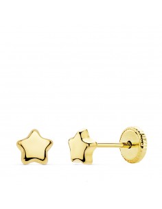 18K PENDIENTES ORO AMARILLO ESTRELLA LISA. 4,5 X 4,5 MM.