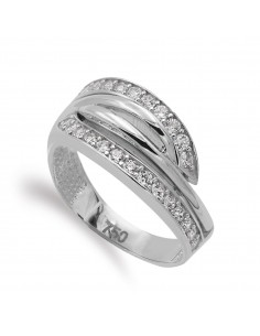 18K SORTIJA ORO BLANCO CON CIRCONITAS. ANCHO 10 MM