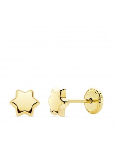 18K PENDIENTES ORO AMARILLO ESTRELLA LISA. 6 X 6 MM.