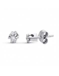 18K PENDIENTES ORO BLANCO DIAMANTES NATURALES TALLA BRILLANTE 0.20 QTS. 5X5 MM CIERRE PRESION