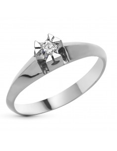 18K SOLITARIO ORO BLANCO DIAMANTE NATURAL TALLA BRILLANTE 0 100 QTS. ANCHO: 5 MM