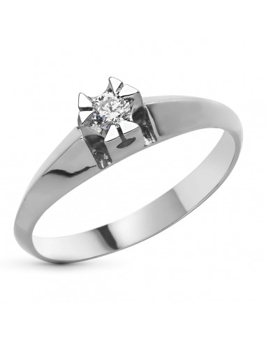 18K SOLITARIO ORO BLANCO DIAMANTE NATURAL TALLA BRILLANTE 0 100 QTS. ANCHO: 5 MM