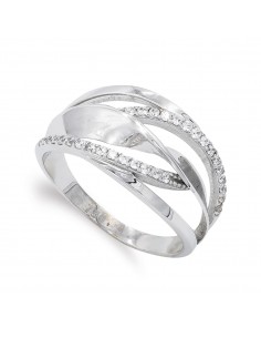 18K SORTIJA ORO BLANCO CALADA CON CIRCONITAS. ANCHO: 12 MM