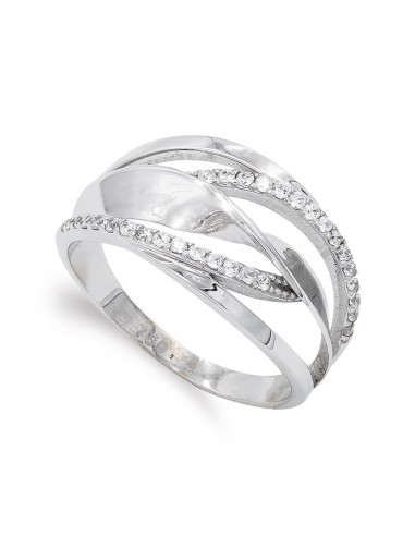 18K SORTIJA ORO BLANCO CALADA CON CIRCONITAS. ANCHO: 12 MM