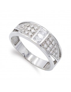 18K SORTIJA ORO BLANCO CON CIRCONITAS. ANCHO: 7 MM