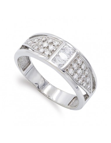 18K SORTIJA ORO BLANCO CON CIRCONITAS. ANCHO: 7 MM
