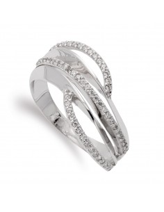 18K SORTIJA ORO BLANCO CON CIRCONITAS. ANCHO: 10 MM