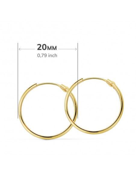 18K AROS ORO AMARILLO MEDIA CAÑA LISOS LIGEROS 20 X 2 MM.