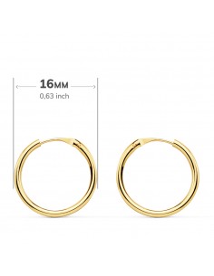 18K AROS ORO AMARILLO REDONDOS LISOS LIGEROS 16 X 1,50 MM 2
