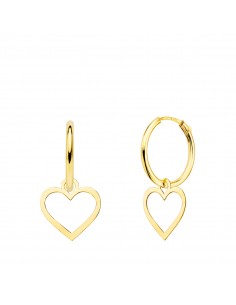 18K AROS ORO AMARILLO TUBO CON CORAZON 9 X 9 MM . ARO: 12 X 1,5 MM