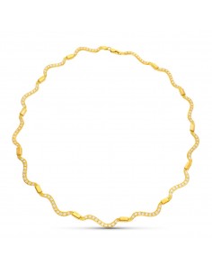 18K GARGANTILLA ORO AMARILLO ONDAS CON CIRCONITAS