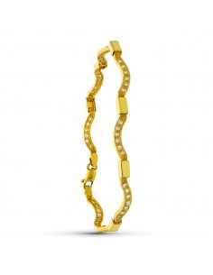 18K PULSERA ORO AMARILLO ONDAS ORO Y CIRCONITAS