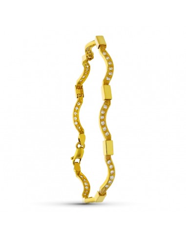 18K PULSERA ORO AMARILLO ONDAS ORO Y CIRCONITAS